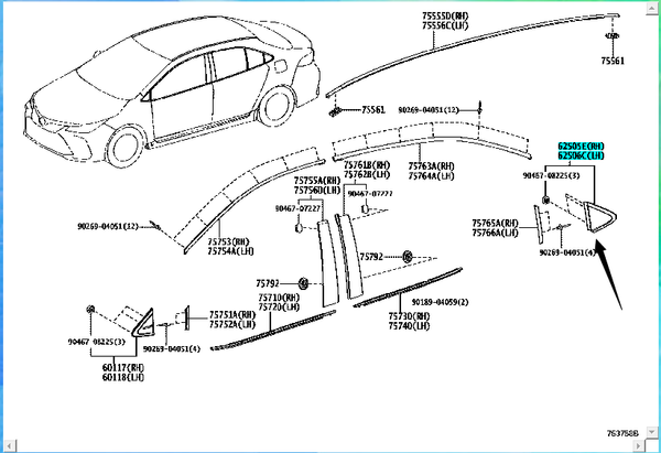 Toyota Corolla Quarter Pillar Trim